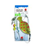 DEGA Inline Butt-Löffel montiert Schollen-Form, 80 g, Weiss UV Goldglitter