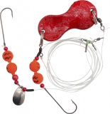ZEBCO Flatty Teaser Rig 3, bleifrei, 40 g,  rot-schwarz Glitter