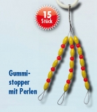 Behr Gummi-Schnurstopper mit Perlen, gelbe Stopper + rote Perlen, Gr.: gross / L