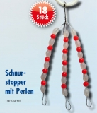Behr Silikon-Schnurstopper mit Perlen, transparente Stopper + rote Perlen, Gr.: mittel / M
