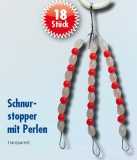 Behr Silikon-Schnurstopper mit Perlen, transparente Stopper + rote Perlen, Gr.: gross / L